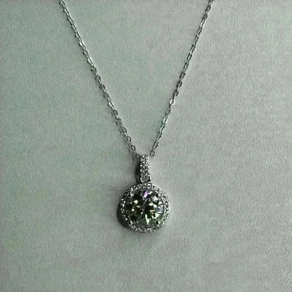 MOISSANITE 2 CARAT ROUND STONE NECKLACE WITH HALO GRA CERTIFIED - Picture 3 of 8